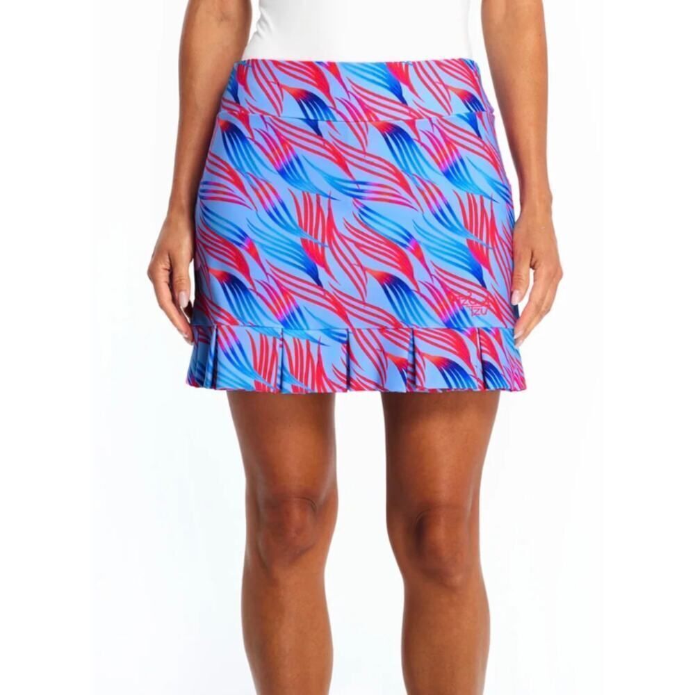 TZU TZU Women's Allover Print Samba Golf/Athletic Skirt/Skort Blue Size Small